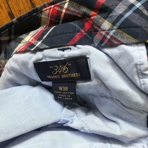 BROOKS BROS Mens Indian Plaid Flat Front Shorts Sz 38 - Picture 5 of 8